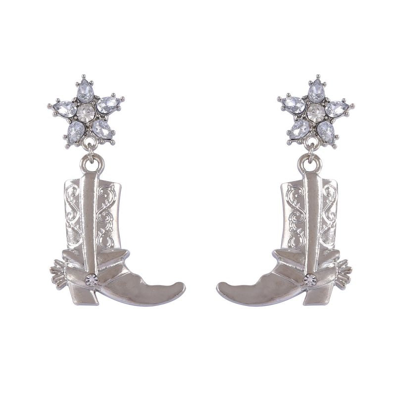 Gold Alloy Inlaid Zirconium Five-star Boot Earrings