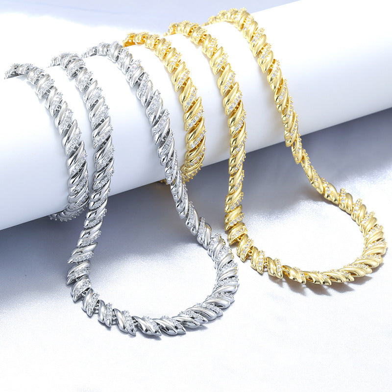 Gold And White Diamond Branch Bracelet Copper Diamond-studded Diamond-shaped Branch Bracelet