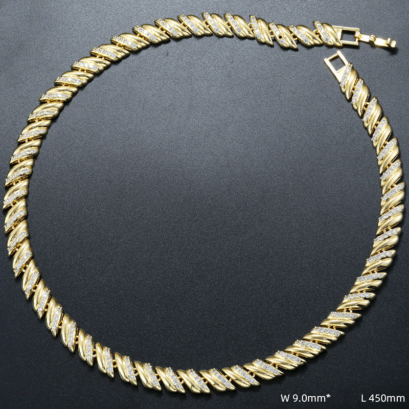 Gold And White Diamond Branch Bracelet Copper Diamond-studded Diamond-shaped Branch Bracelet