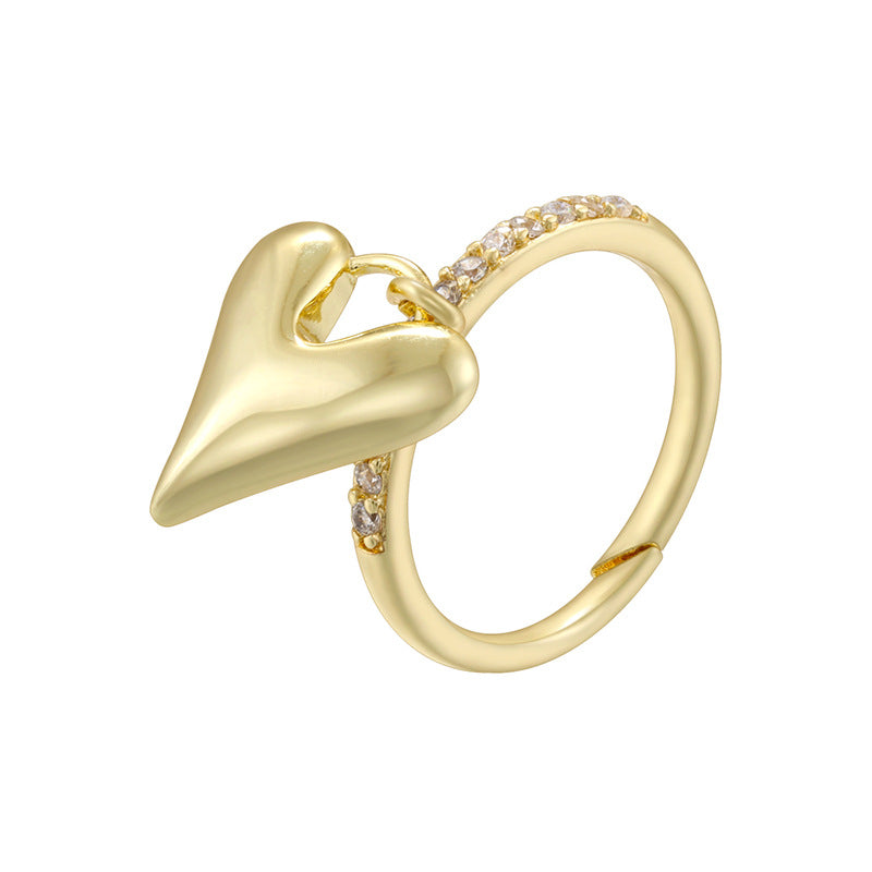 Gold And White Diamond Conch Ring Silver Diamond Conch Shell Lipstick Heart Starfish Geometric Ring