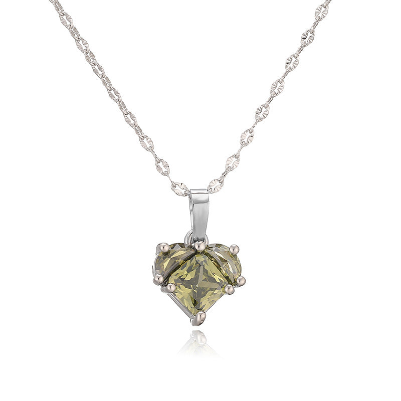 Gold And White Diamond Heart Necklace Copper Diamond Heart Necklace