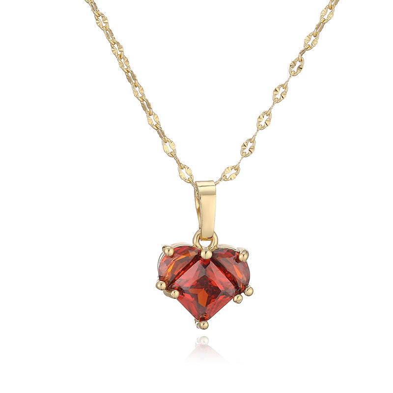 Gold And White Diamond Heart Necklace Copper Diamond Heart Necklace