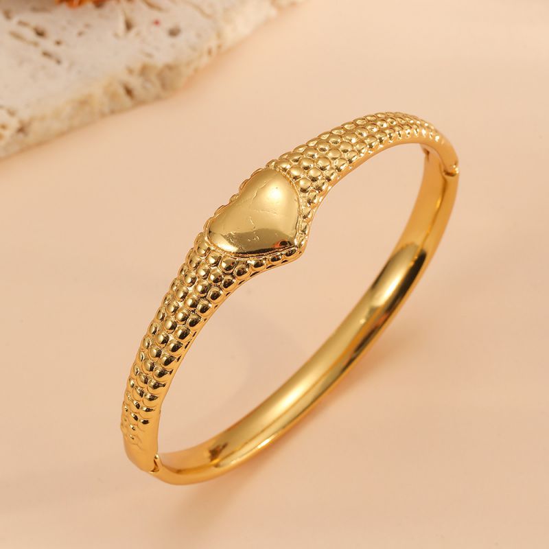 Gold Bracelet #1 304 Stainless Steel Diamond-set Round Bangle