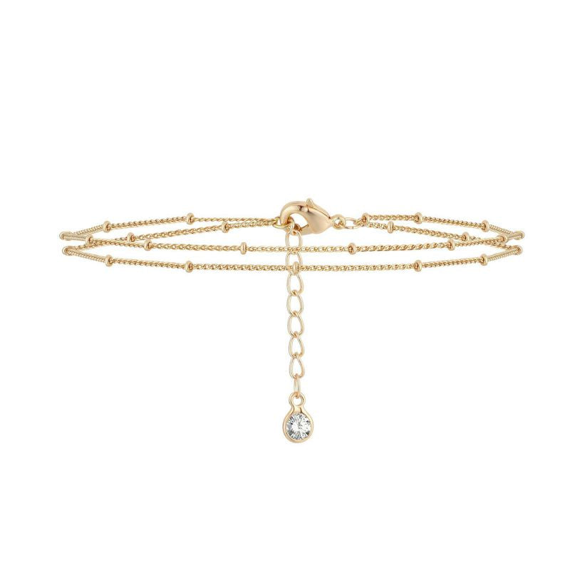 Gold Bracelet 2# Stainless Steel Beaded Double Bracelet