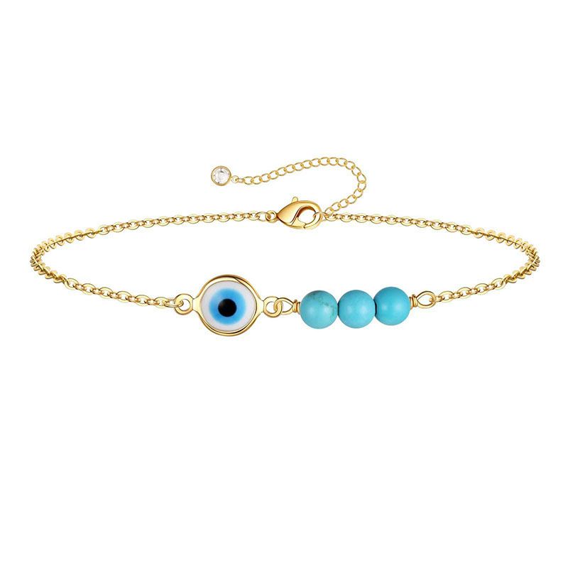 Gold Bracelet 2# Stainless Steel Beaded Double Bracelet