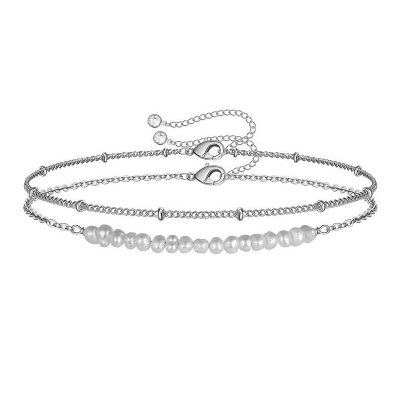 Gold Bracelet 2# Stainless Steel Beaded Double Bracelet