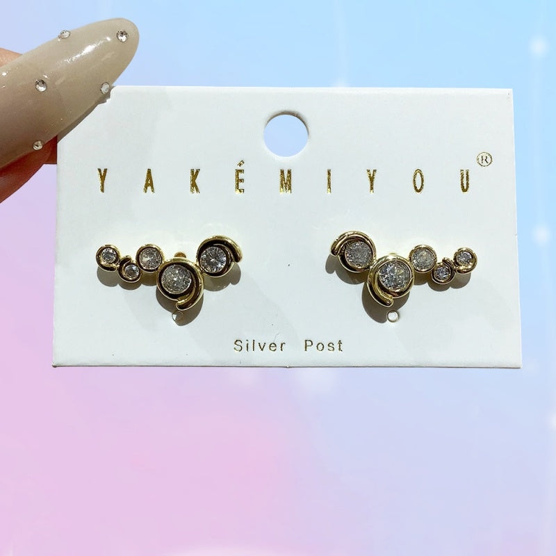 Gold Copper And Zircon Geometric Earrings