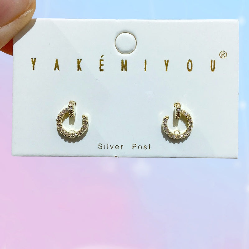 Gold Copper-set Zircon Stud Earrings