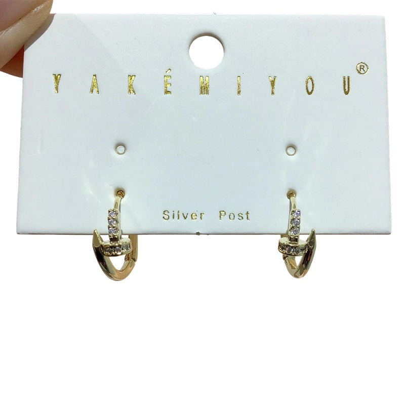Gold Copper-set Zircon Stud Earrings