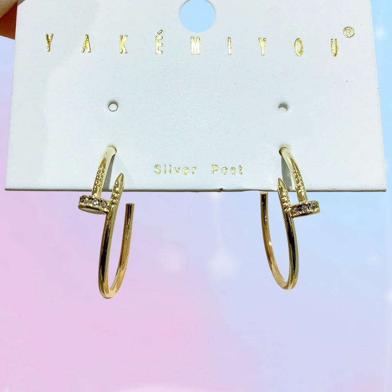 Gold Copper-set Zircon Stud Earrings