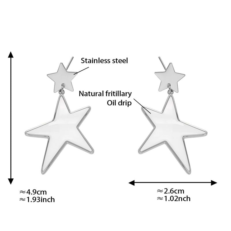 Gold Earrings Stainless Steel Five-pointed Star Earrings