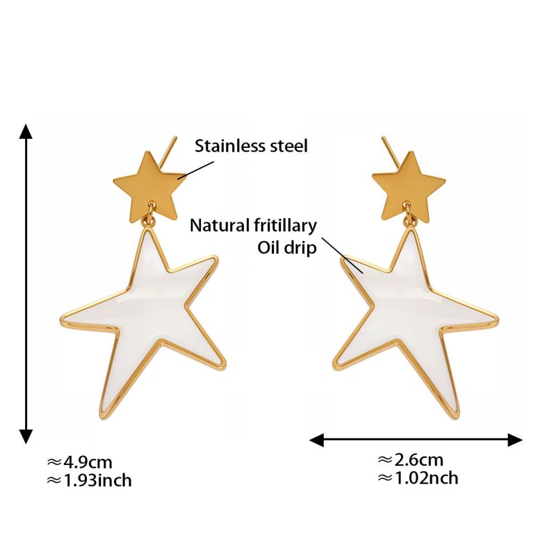 Gold Earrings Stainless Steel Five-pointed Star Earrings