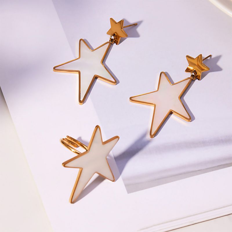 Gold Earrings Stainless Steel Five-pointed Star Earrings