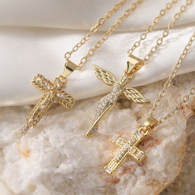 Gold Gold-plated Copper Cross Necklace