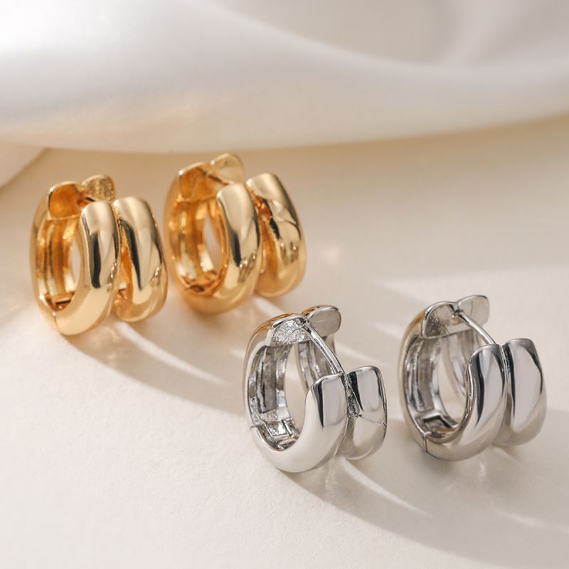 Gold Gold-plated Copper Double-layer Earrings