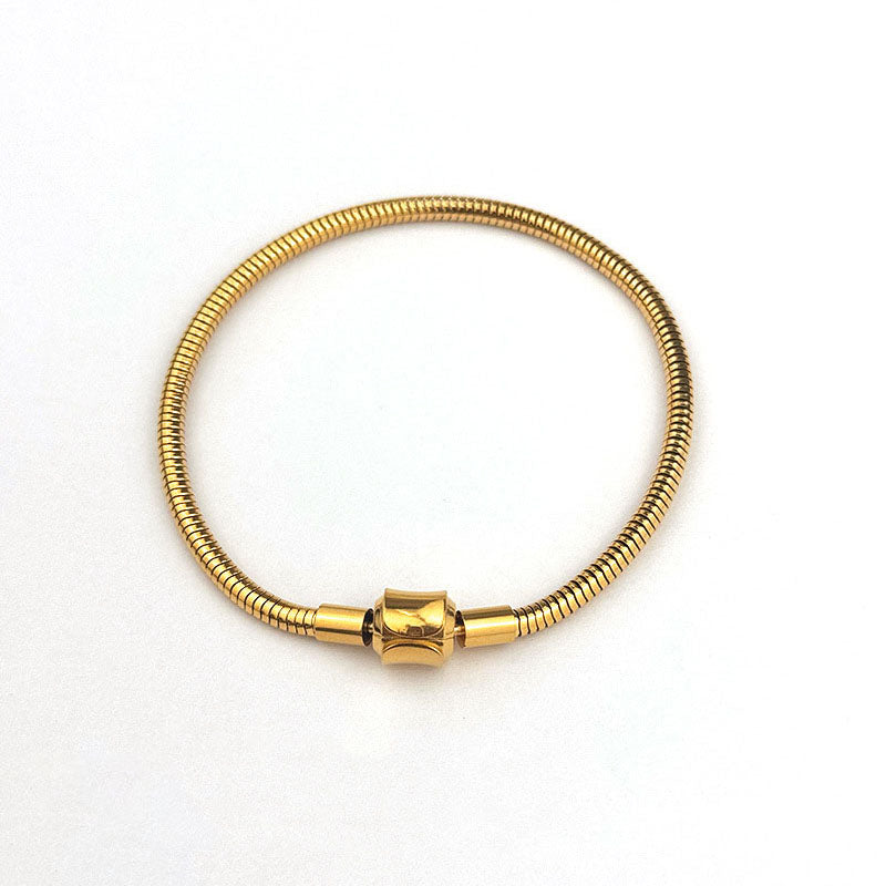 Gold Heart Clasp Bracelet Stainless Steel Heart Snake Bone Bracelet