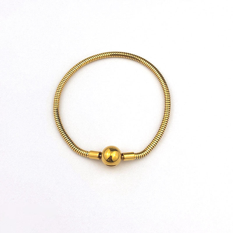 Gold Heart Clasp Bracelet Stainless Steel Heart Snake Bone Bracelet