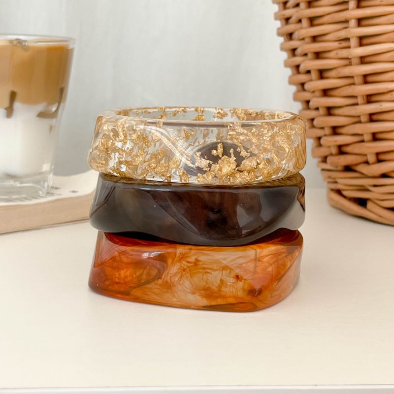 Gold Leaf Color Resin Irregular Smudge Bracelet