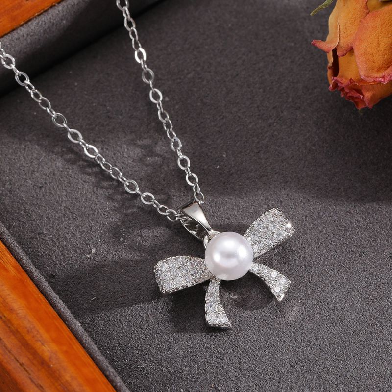 Gold Necklace 304 Stainless Steel Hollow Double-layer Bow Necklace