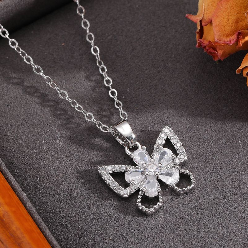 Gold Necklace 304 Stainless Steel Hollow Double-layer Bow Necklace