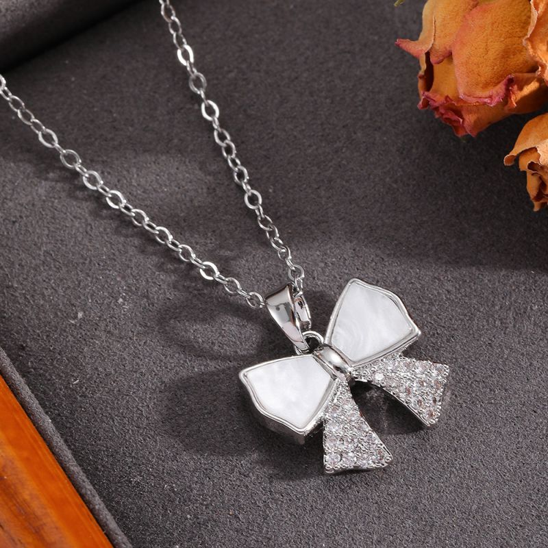 Gold Necklace 304 Stainless Steel Hollow Double-layer Bow Necklace