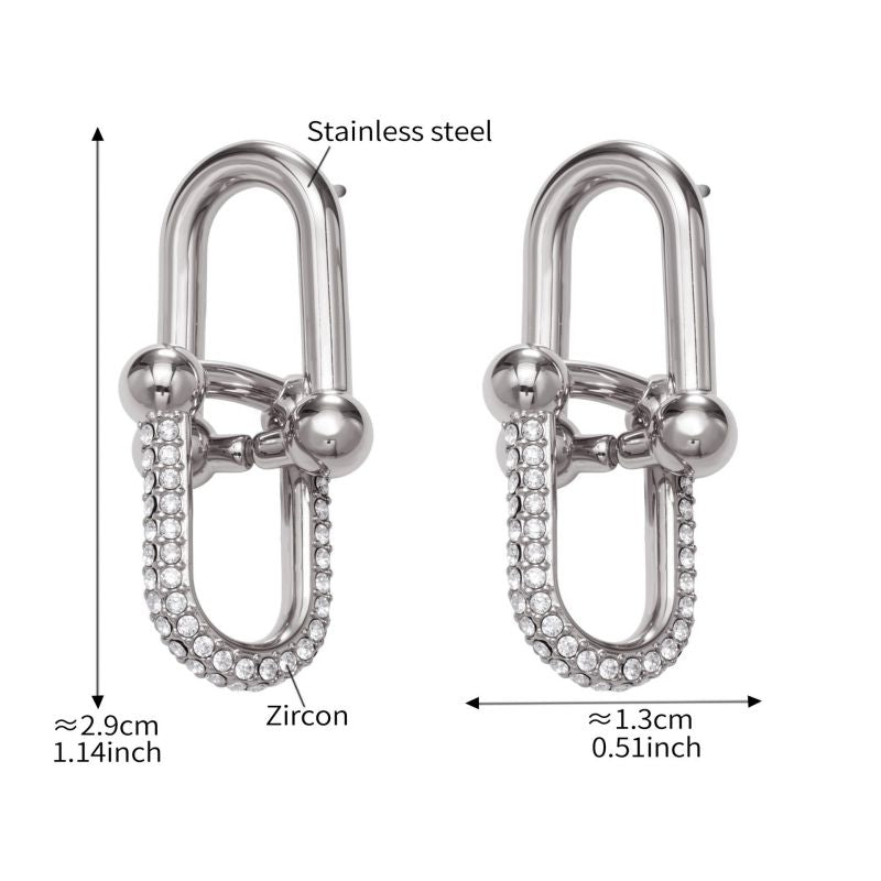 Gold Necklace 42+5cm Stainless Steel Diamond-encrusted Horseshoe Buckle Necklace