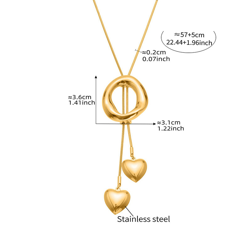 Gold Necklace 57+5cm Stainless Steel Heart Necklace