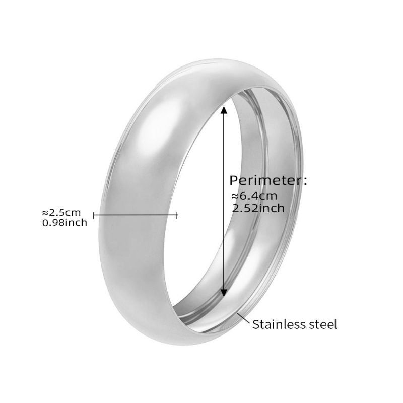 Gold Polished Bracelet 15mm Wide Titanium Steel Round Bracelet