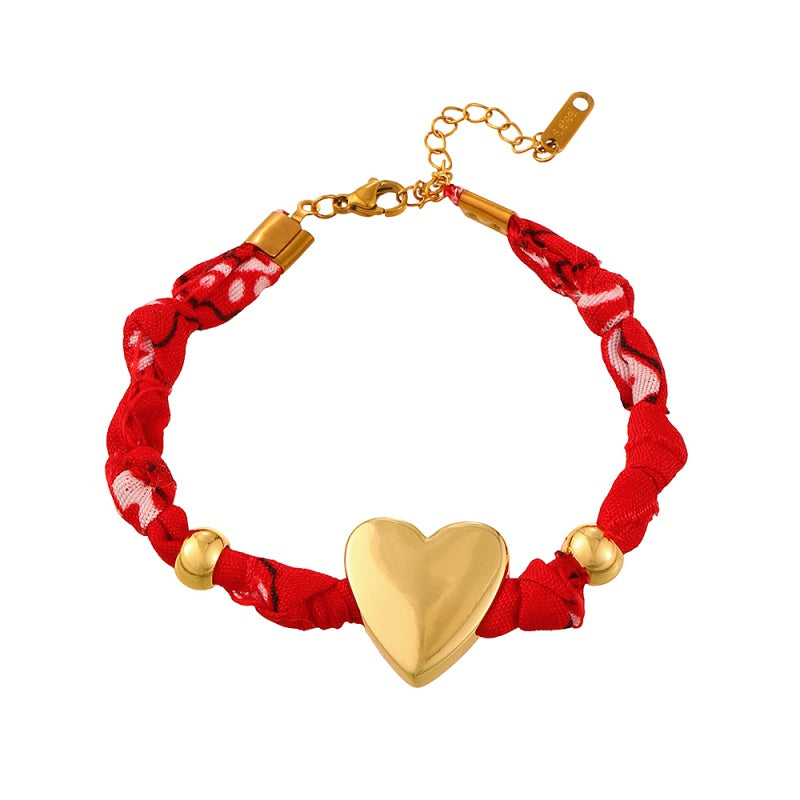 Gold Resin Strawberry Letter M Copper Bracelet