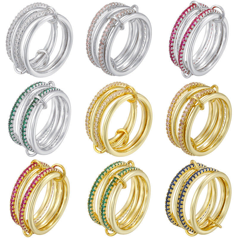 Gold Rose Diamond 21mm Size 6 Copper Round Diamond Ring