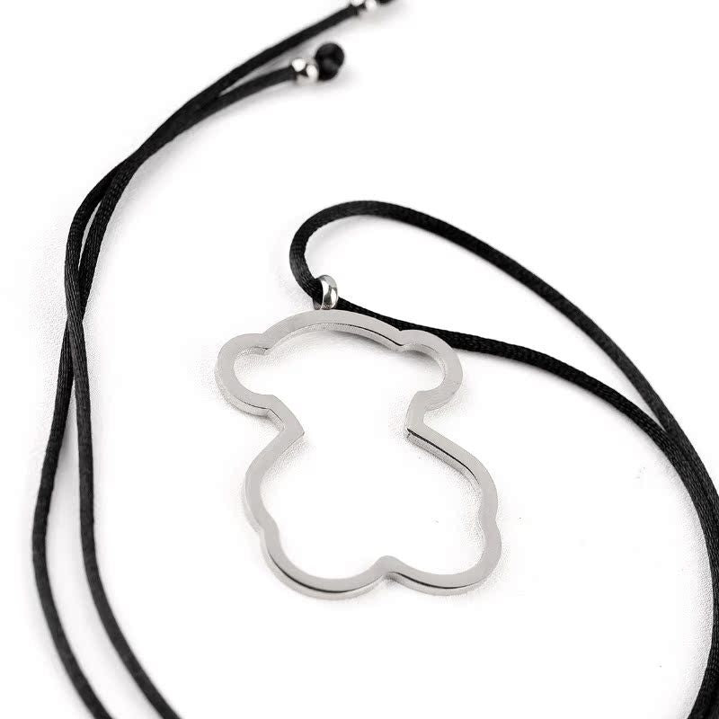 Gold Set 316 Stainless Steel Hollowed-out Bear Necklace And Earring Set