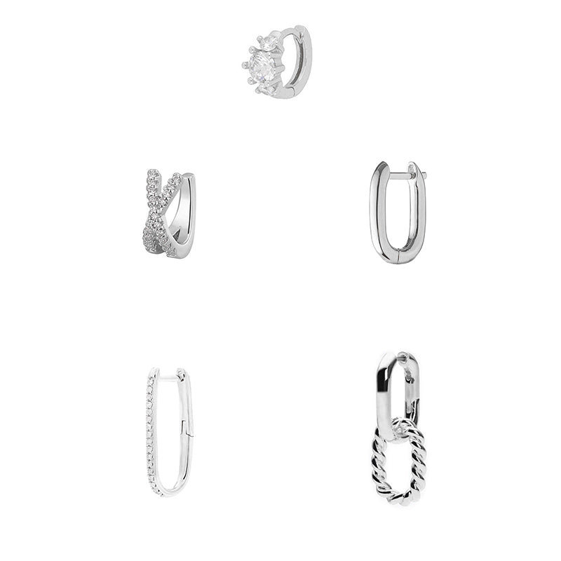 Gold Set Gold-plated Copper And Diamond-encrusted Irregular Earring Set