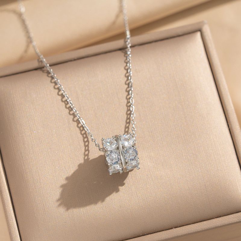 Gold Slim Waist Necklace Metal Diamond-encrusted Round Necklace