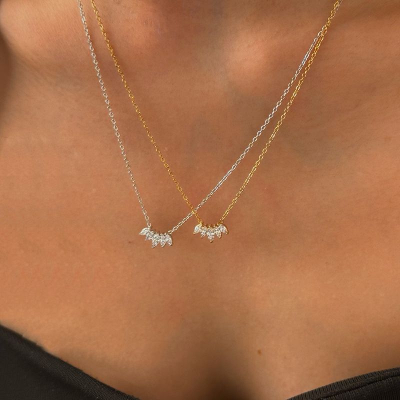 Gold Stainless Steel Diamond-encrusted Irregular Necklace