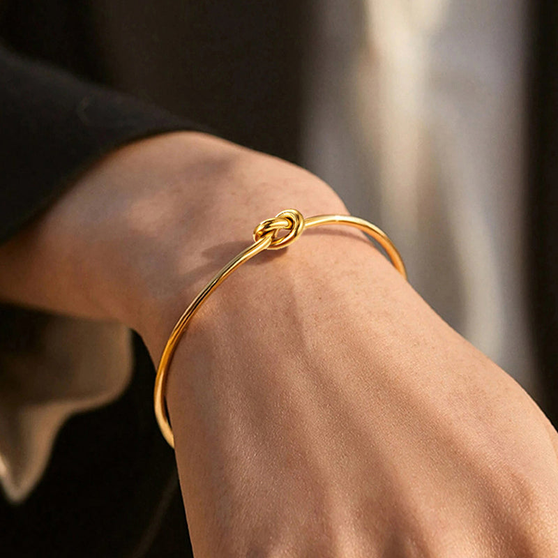 Gold Stainless Steel Gold-plated Knotted Bracelet