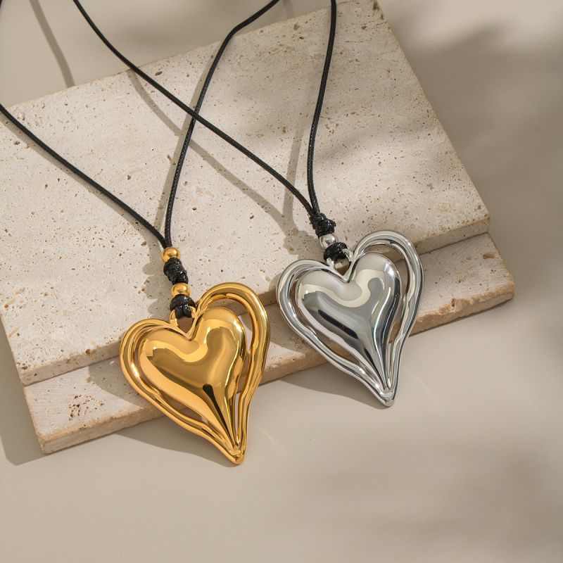 Gold Stainless Steel Heart Necklace