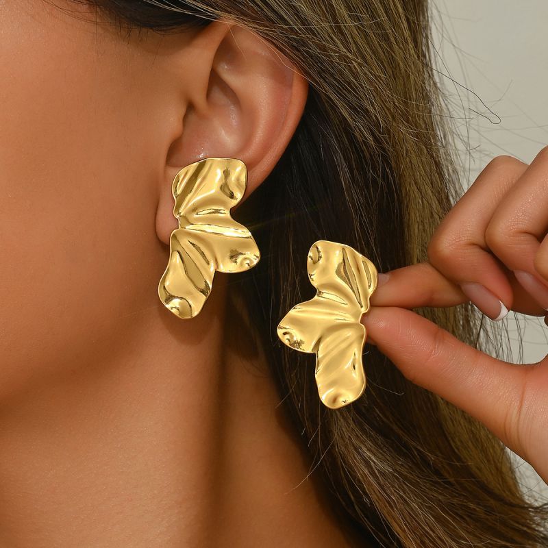 Gold Stainless Steel Irregular Earrings