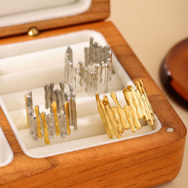 Gold Stainless Steel Irregular Ring