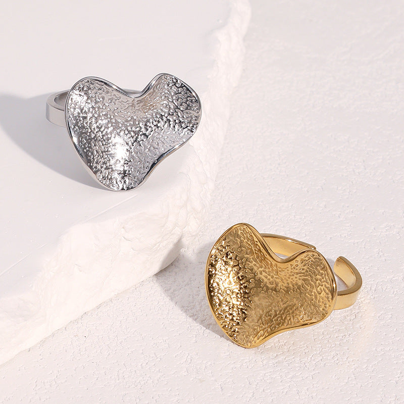 Gold Stainless Steel Irregular Texture Ring
