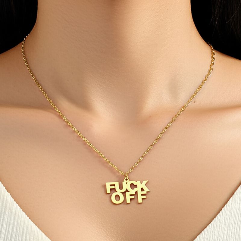 Gold Stainless Steel Letter Necklace