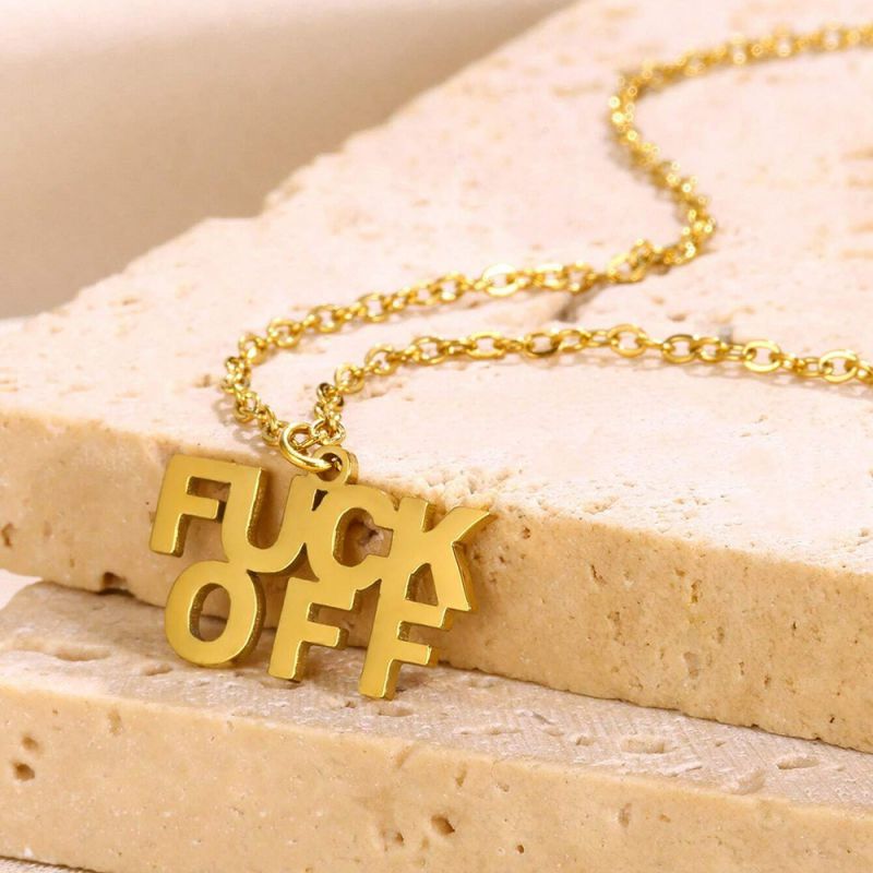 Gold Stainless Steel Letter Necklace
