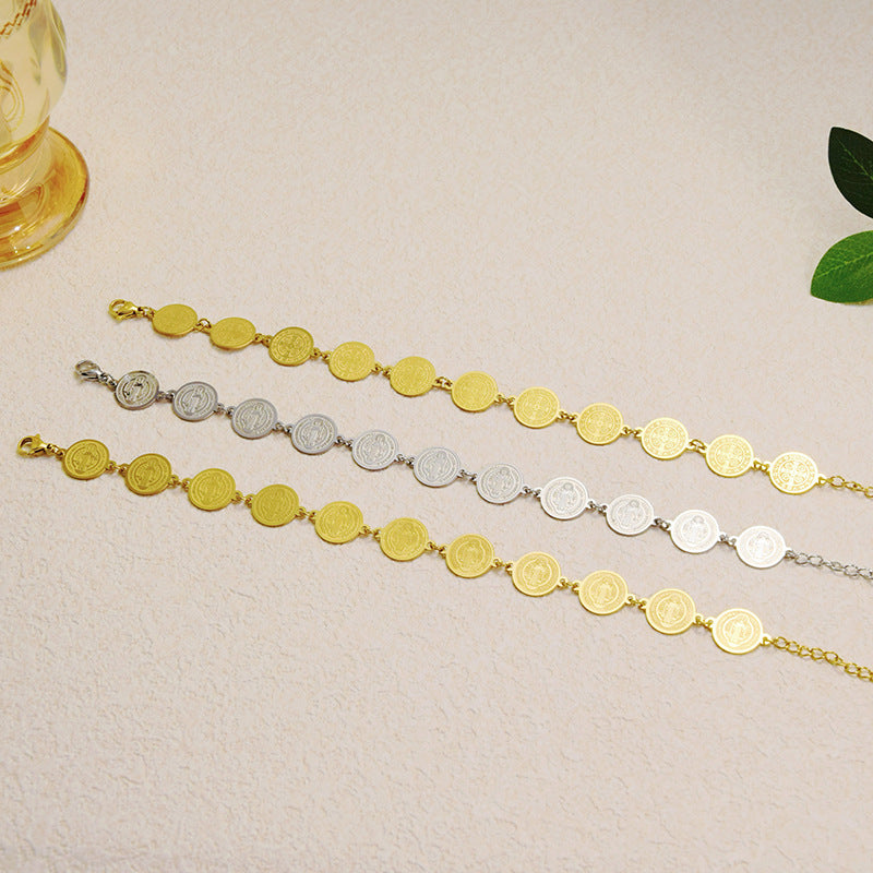 Gold Stainless Steel Portrait Bracelet