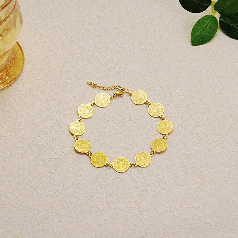 Gold Stainless Steel Portrait Bracelet
