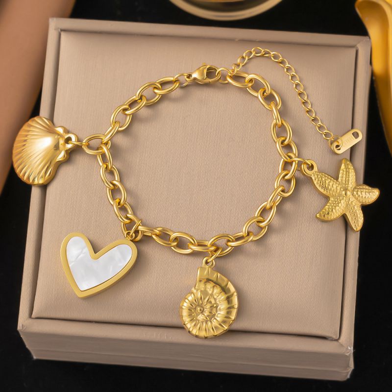 Gold Starfish Shell Bracelet Titanium Steel Starfish Shell Bracelet