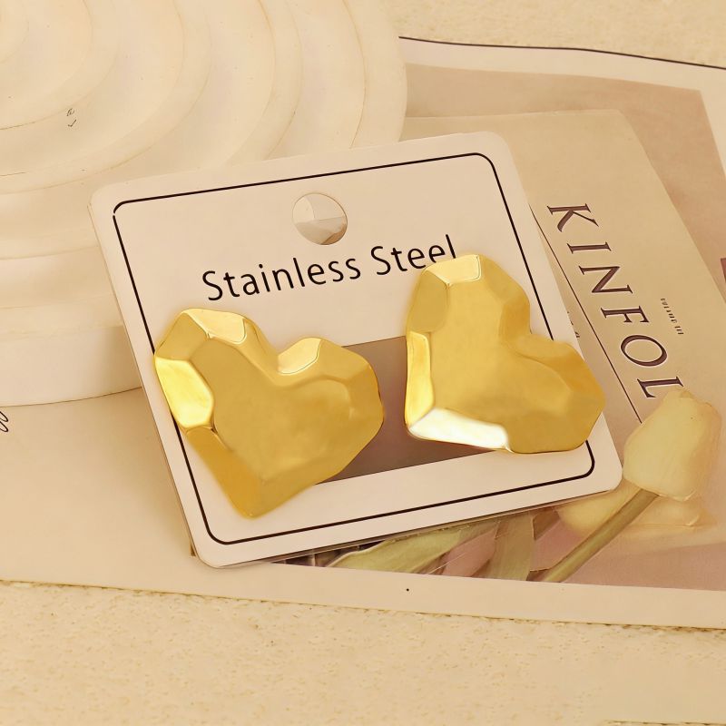 Gold Style 1 Stainless Steel Heart-shaped Earrings