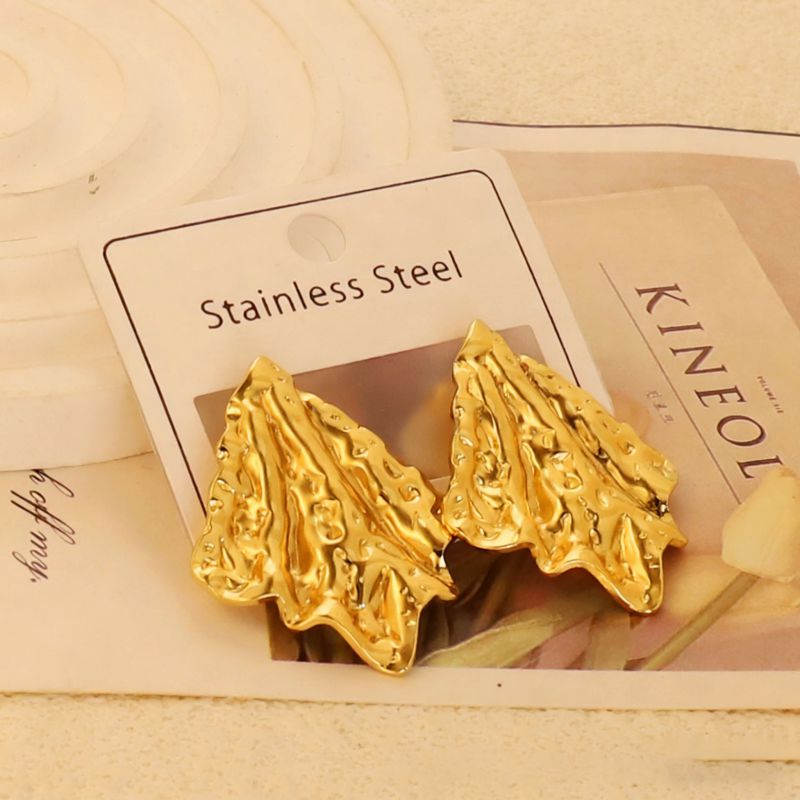 Gold Style 1 Stainless Steel Heart-shaped Earrings