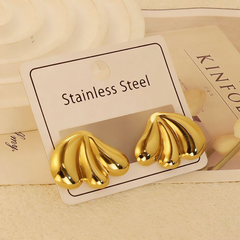 Gold Style 1 Stainless Steel Heart-shaped Earrings