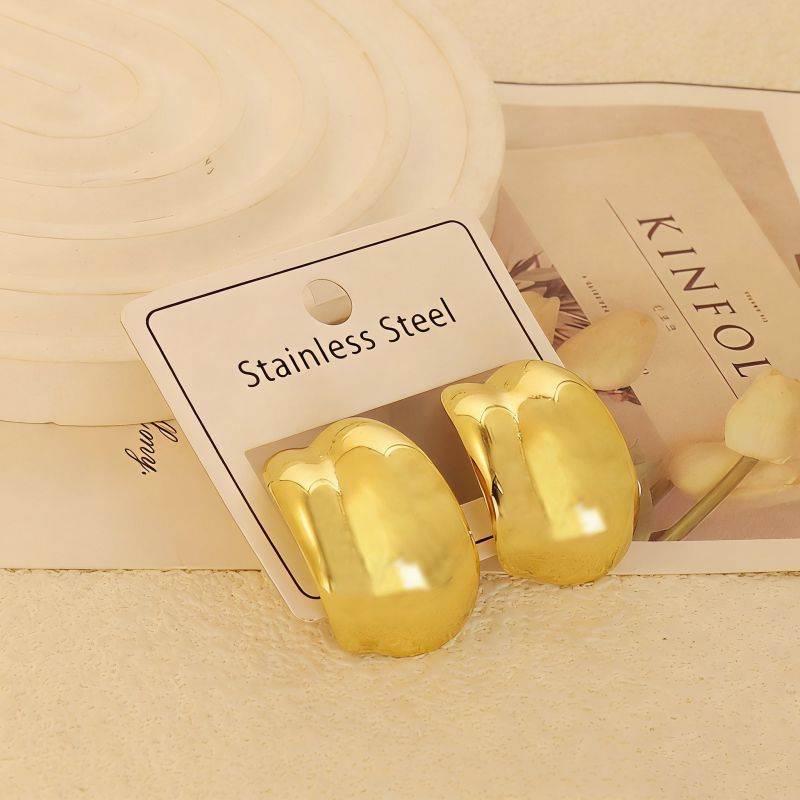 Gold Style 1 Stainless Steel Heart-shaped Earrings