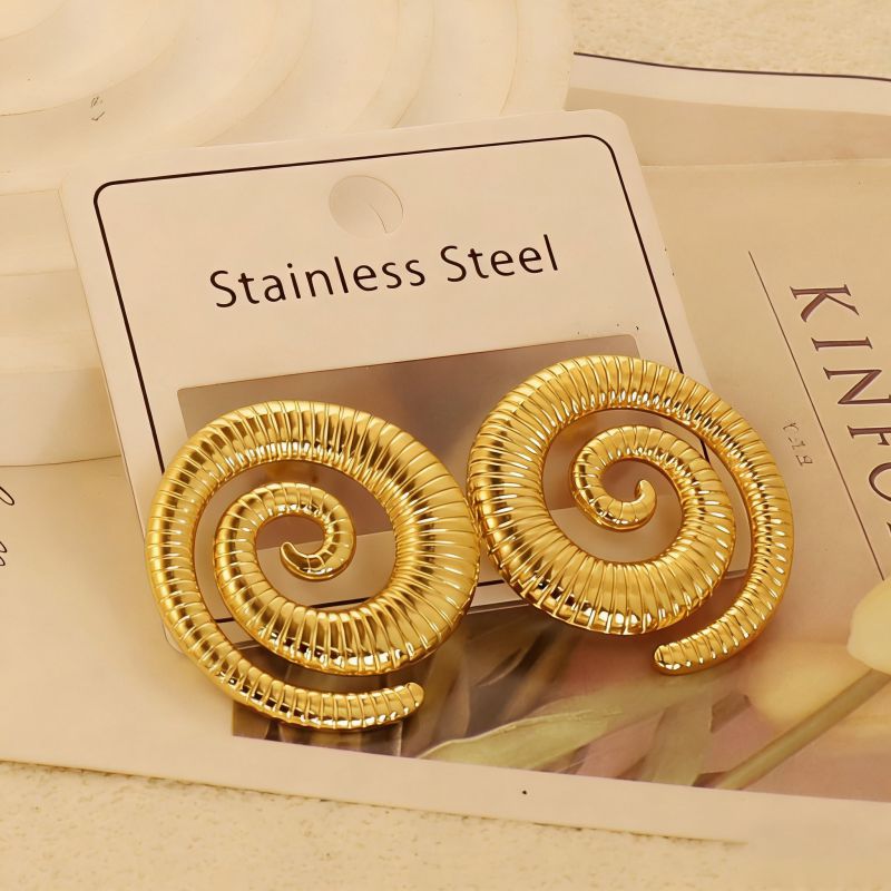 Gold Style 1 Stainless Steel Heart-shaped Earrings