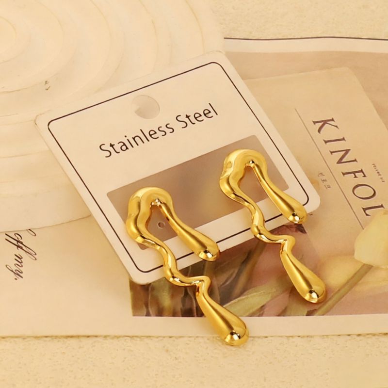 Gold Style 1 Stainless Steel Heart-shaped Earrings